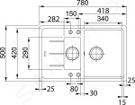 FRANKE - Basis Fragranitový dřez BFG 651-78, 780x500 mm, bílá-led 114.0285.214