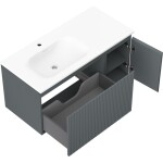 MEXEN/S - Rivel koupelnová skříňka 100 cm s umyvadlem Vela levá, 1S, 1D, reliéf, grafit mat/bílá mat 91A23-10047-3-BBFF66-W23L01