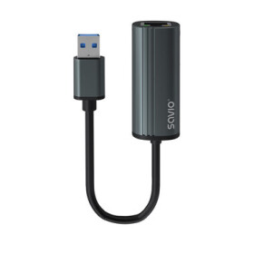 SAVIO AK-55 šedá / Ethernet Adaptér / 1x Gigabit RJ45 / 1x USB 3.1 (KBASAVADA0029)