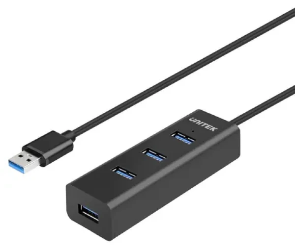 Unitek USB Hub 4 porty černá / USB hub / 4x USB-A / 5 Gbps / aktivní, napájení USB-C (Y-3089V01)