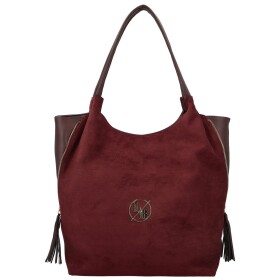 Trendy dámská koženková kabelka na rameno LB Marnie, vínová/semiš