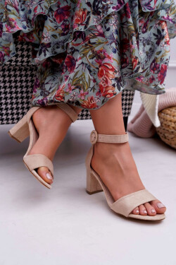 Dámské Sandály Na Podpatku Semišové Béžové Lexi 36