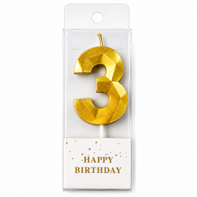 Cake star Dortová svíčka číslo DIAMOND zlatá č.3