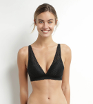 Dámská krajková vyztužená podprsenka bez kostic DIM TRIANGLE SOFT PADDED BRA - DIM - černá 70 A