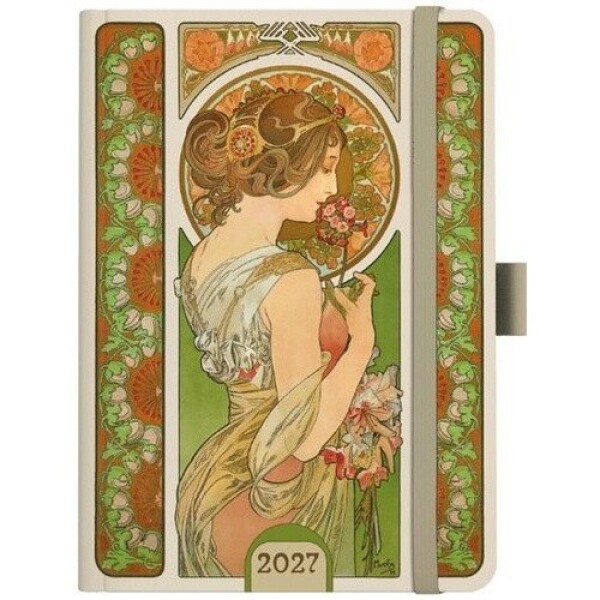 Týdenní diář A5 Alfons Mucha 2027 Zelený