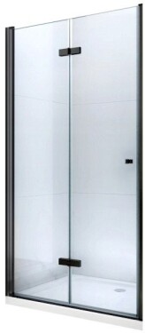 MEXEN - LIMA skládací dveře 100x190 cm 6mm, černé, transparent se stěnovým profilem 856-100-000-70-00