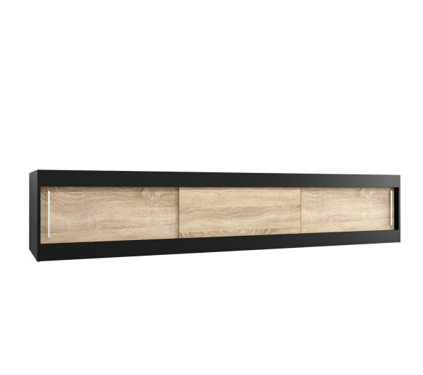 Nástavec na skříň Abi Barva korpusu: Černá, Rozměry: 250 cm, Dveře: Dub sonoma