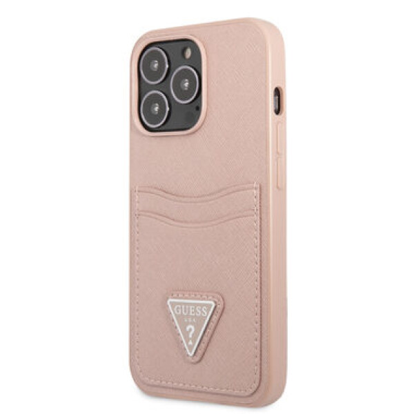 Pouzdro Guess Saffiano Double Card iPhone 13 Pro Max růžové