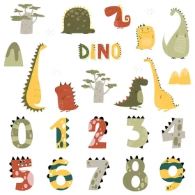 Sipo Nástěnné samolepky do dětského pokoje, Dino Numbers (SPWS63049)