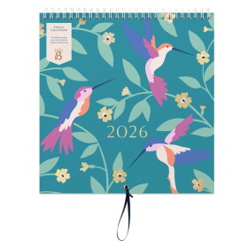 Busy B Rodinný nástěnný kalendář Birds 2026, zelená barva, papír