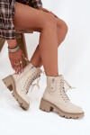 Kožené dámské kotníkové boty na klínu vyhřívané Vinceza 86418 béžové 38