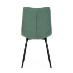 Židle jídelní, zelená látka, černé kovové nohy