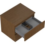 MEXEN/S - Rivel koupelnová skříňka pod umyvadlo 60 cm s deskou, 2 zásuvky, reliéf , ořech 91A20-06047-2-BFFC86