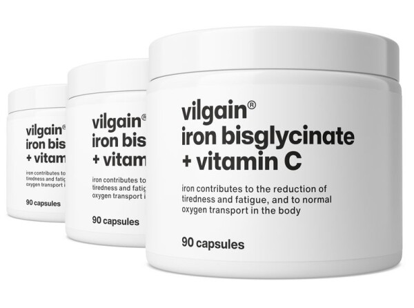 Vilgain Železo bisglycinát + Vitamin C – 3× 90 kapslí