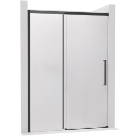 CERANO Sprchové posuvné dveře Lantono - levá - 8 mm - Soft-Close - černá matná, mléčné sklo - 130x195 cm