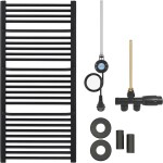 CERANO Koupelnový radiátorový set Antonio - kombinované vytápění, wifi tyč - boční jednobodové připojení - 600W - černá matná - 1460x550 mm