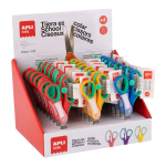 APLI školní nůžky se jmenovkou, 13,5 cm, 24 ks, asymetrické, displej, mix barev