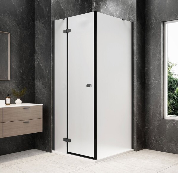 POLYSAN - GLOBE GUN METAL čtvercový sprchový kout 800x800, matné sklo, levé GB1080-3215MLGM