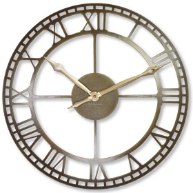 DumDekorace Kovové zlaté nástěnné hodiny vintage 50 cm