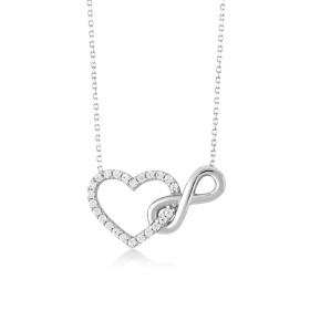Stříbrný náhrdelník Srdce a Nekonečno - stříbro 925/1000, Zlatá 40 cm + 5 cm (prodloužení)