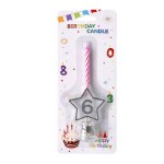 Dortisimo Svíčka růžová s LED stříbrným podstavcem ve tvaru hvězdy číslo 6