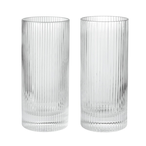 Ferm Living Vysoké sklenice Ripple Clear 480 ml – set 2 ks, čirá barva, sklo