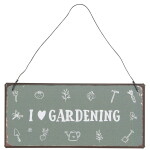 Ib Laursen Plechová cedule I Love Gardening, zelená barva, kov