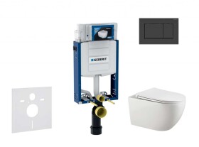 GEBERIT - Kombifix Set předstěnové instalace, klozetu Gaia a sedátka softclose, tlačítko Sigma30, matná černá/černá SANI15CA5106