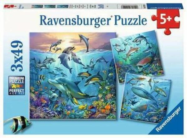 RAVENSBURGER Zvířata z oceánu 3 x 49 dílků