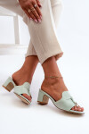 Dámské sandály Z Eko Semišu Na Podpatku Mátové Jemenna 40