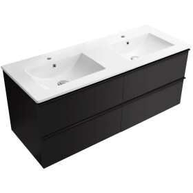 CERANO Koupelnová skříňka Velora - černá matná, úchytka černá + keramické umyvadlo Todo - bílá lesklá - 121x55x46,5 cm