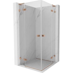 MEXEN/S - Lunar L Duo sprchový kout dveře křídlové 75 x 75, transparent, měď kartáčovaná 834L-075L-075P-65-00