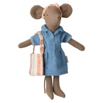 Maileg Šaty s kabelkou a čelenkou pro myšky Maileg Mum Mouse, modrá barva, textil