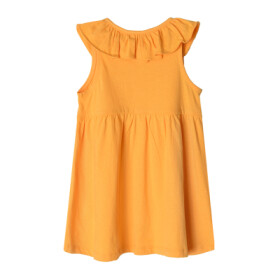 Šaty bez rukávů s volánem a knoflíky- oranžové - 86 YELLOW
