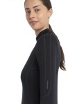 Dámské merino tričko s dlouhým rukávem ICEBREAKER Wmns 300 MerinoFinePolar LS Half Zip, Black velikost: S