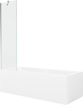 MEXEN/S - Cubik obdélníková vana 150 x 70 cm s panelem + vanová zástěna 50 cm, transparent, chrom 550315070X9505000001
