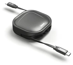 Hama USB-C černá / Navíjecí nabíjecí kabel / 60 W / 1 m