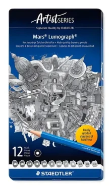 Staedtler Mars Lumograph 100 / Sada tužek / 12 ks / šestihranné / kovové pouzdro (100 G12)
