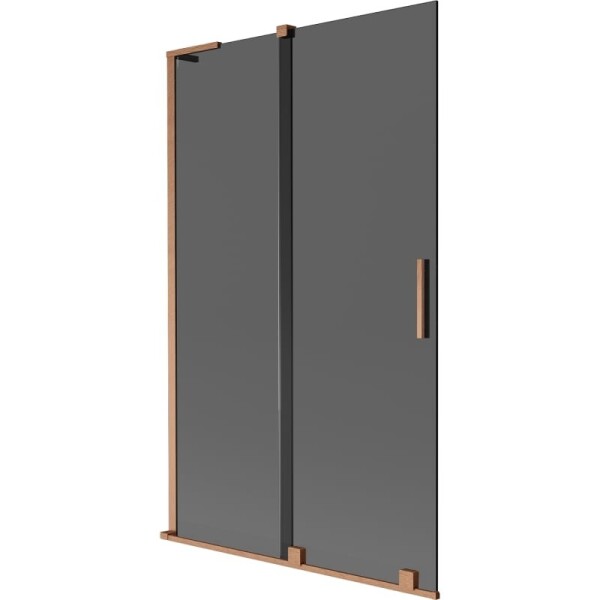 MEXEN/S - Velar L dvoukřídlá posuvná vanová zástěna 110 x 150, grafit, měď kartáčovaná 896-110-003-41-65
