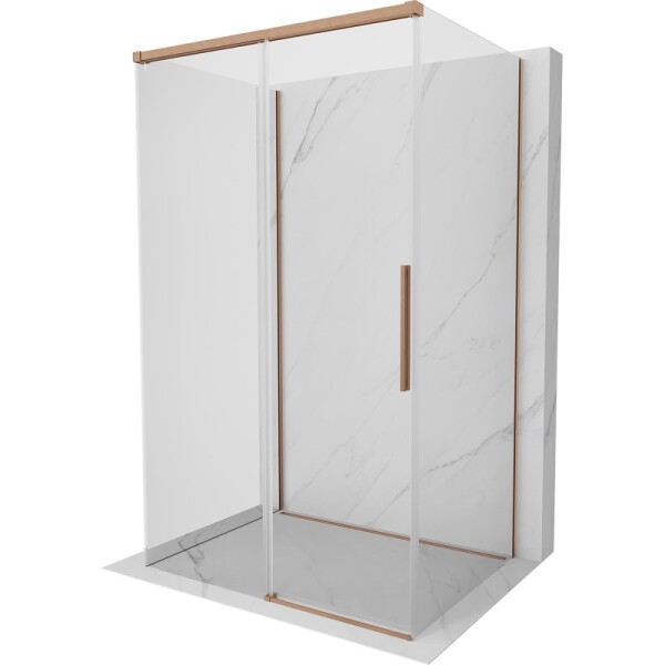 MEXEN/S - Rox-3S sprchový kout 3 stěnný , posuvný 155 x 85, transparent, měď kartáčovaná 8C2-155-085-65-00-3S