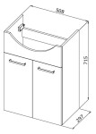 HOPA - Skříňka s umyvadlem RINO 45/55/65 - Rozměr A - 50.8 cm, Rozměr B - 29.7 cm, Rozměr C - 71.5 cm OLNRINO255+OLKE6055