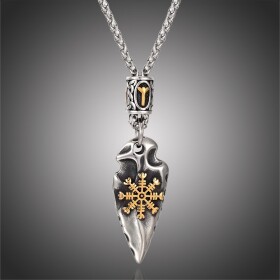 Pánský náhrdelník Ódinovo kopí - GUNGNIR - symbol VEGVISIR, runa, Zlatá 60 cm Náhodná