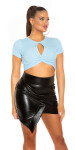 Sexy Crop-Top s Twist detaily a výřezem babyblue Einheitsgroesse