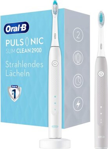 Oral-B Pulsonic SLIM Clean 2900 šedo-bílá / sonický zubní kartáček / 62.000 pulzů / 2 režimy / 2ks (305354)