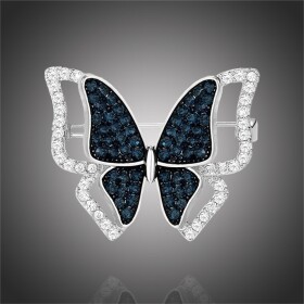 Luxusní brož se zirkony Crystal Butterfly - motýl, Stříbrná