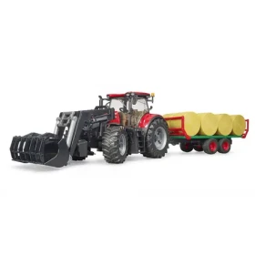 Bruder 3198 Traktor Case IH Optum 300 CVX s čelním nakladačem a přepravníkem na balíky
