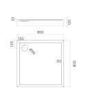 OMNIRES - CAMDEN akrylátová sprchová vanička čtverec, 80 x 80 cm bílá lesk /BP/ CAMDEN80/KBP