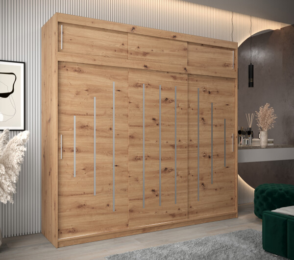 Šatní skříň Abi Y0 s nástavcem Barva korpusu: Dub artisan, Rozměry: 250 cm, Dveře: Dub artisan