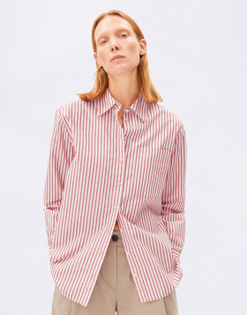 Armedangels Striped Loose Fit Blouse 3478 oatmilk-mars red S