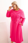 Dámská plus size šaty s bavlněnou výšivkou růžová UNI